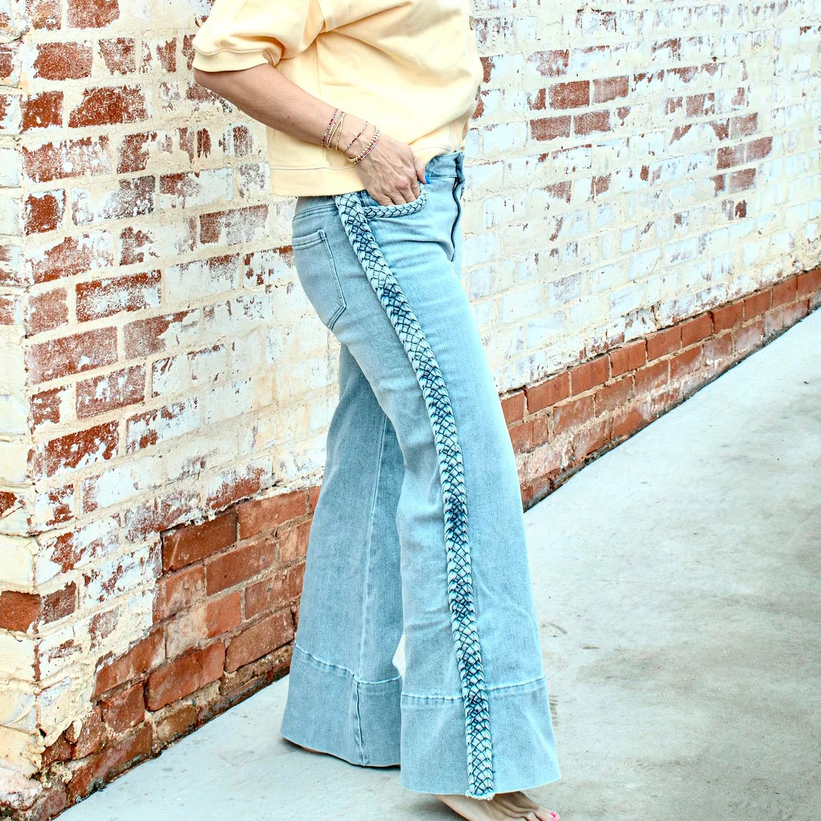 Brooks Braided Wide Leg Jeans
