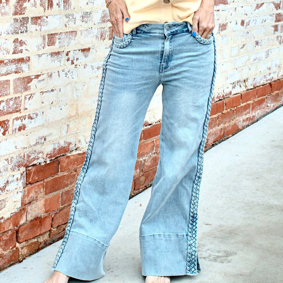 Brooks Braided Wide Leg Jeans - Image 3