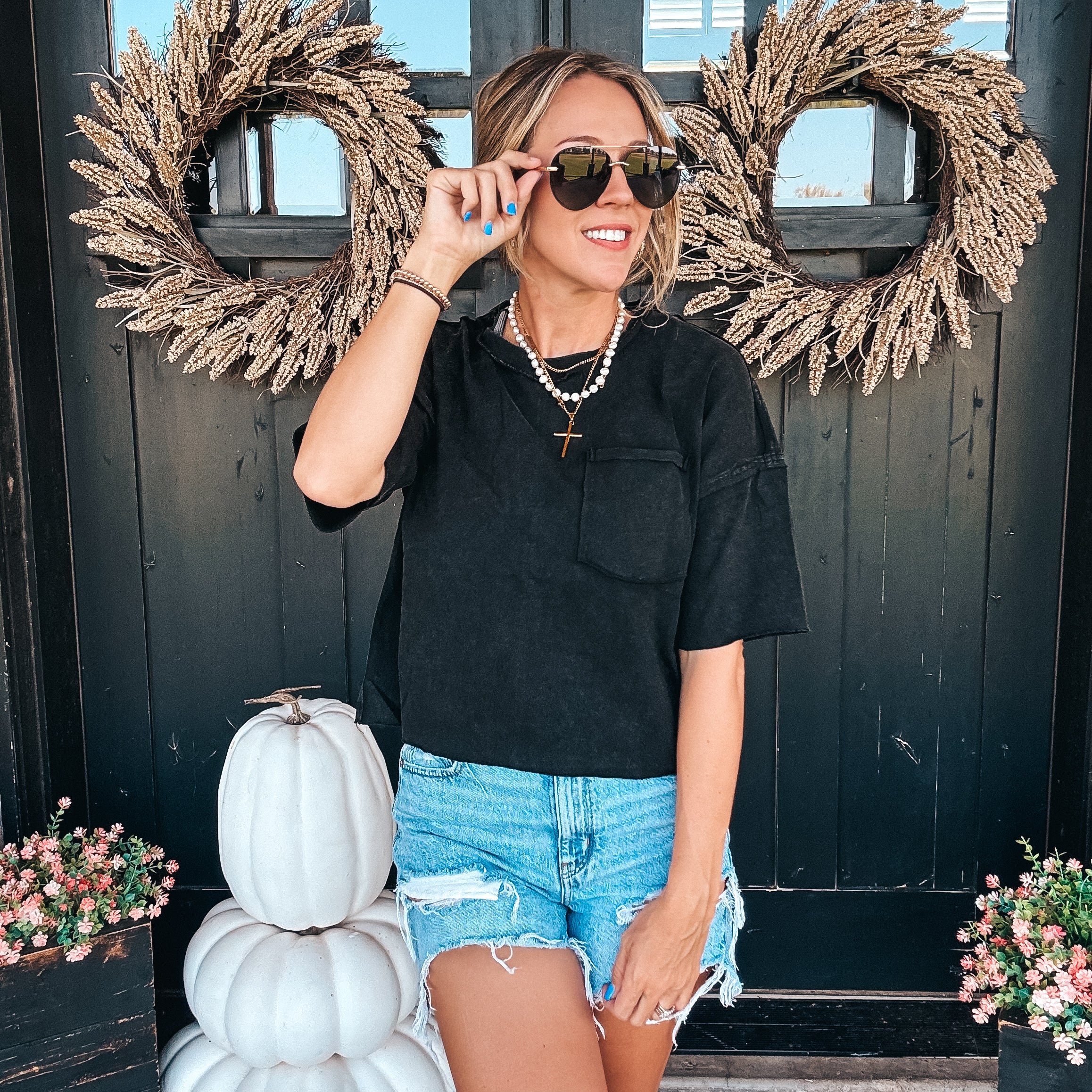 Camille Cropped Basic Tee - BLACK - Image 2