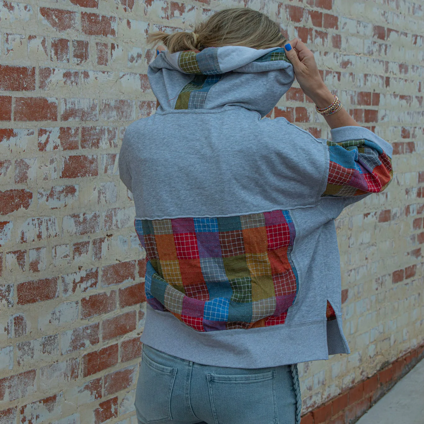 Checkered Quilt Zip Up Cardigan - Image 2