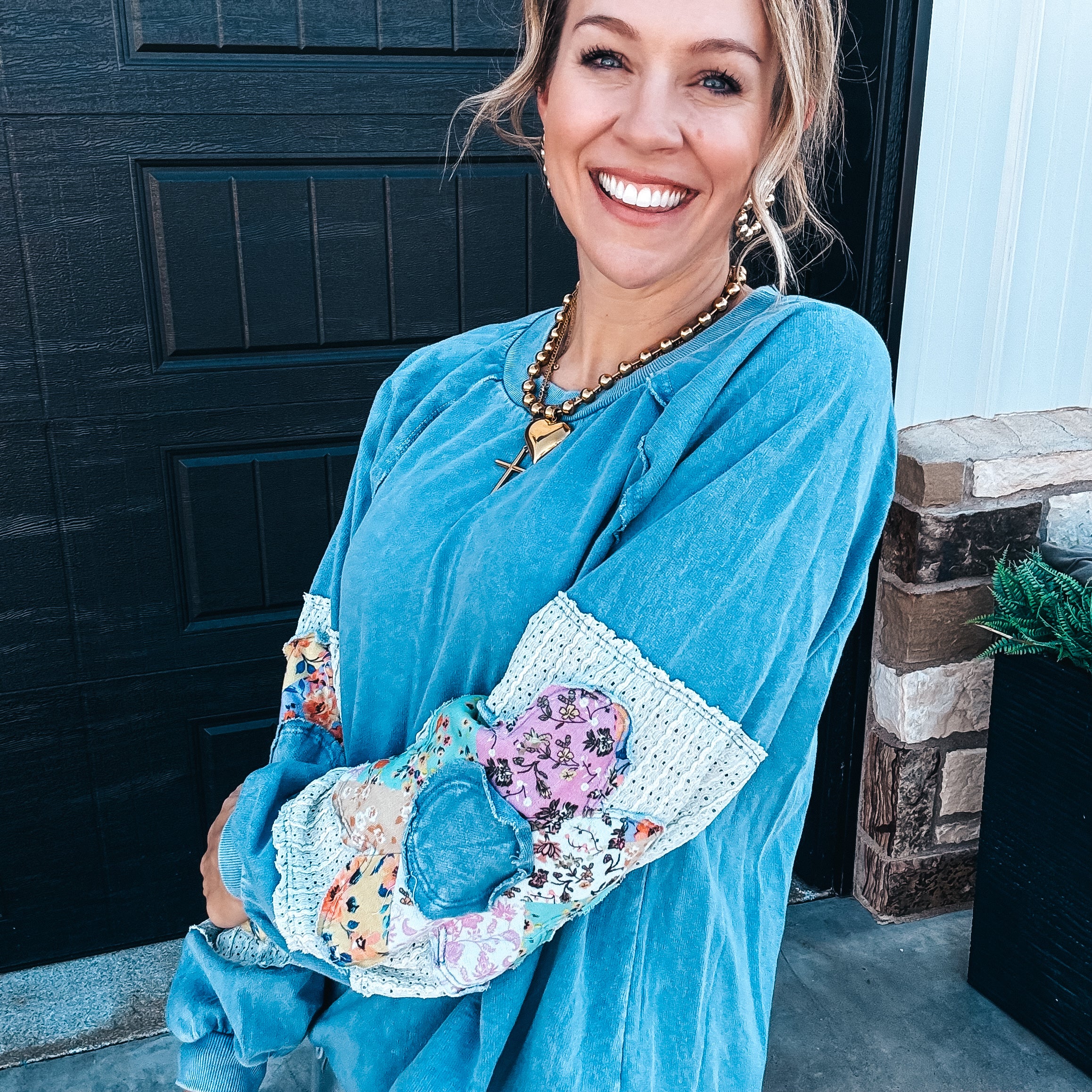 Fiona Floral Sweatshirt - DENIM BLUE - Image 2