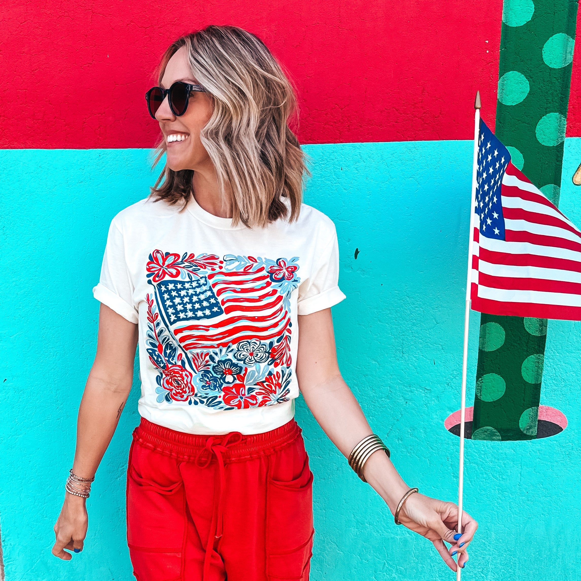 Flag & Flowers Tee - Image 2