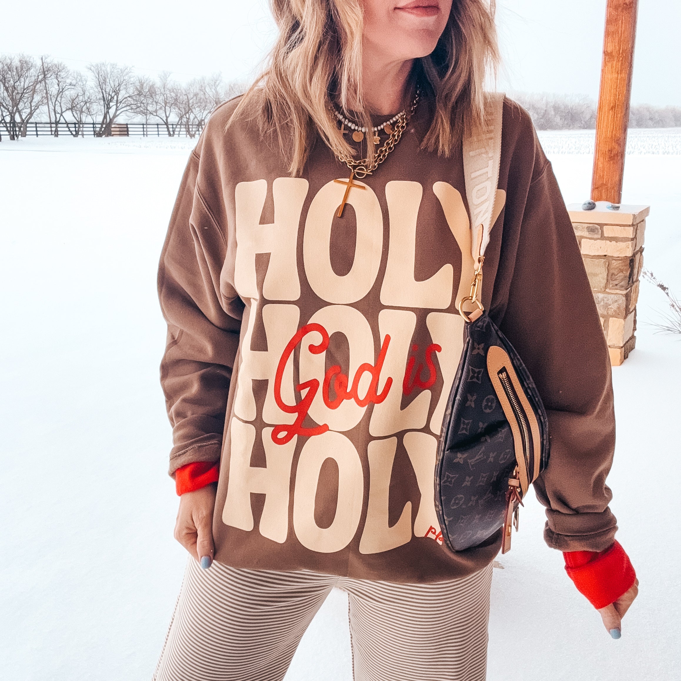 God is Holy Woodland Brown Sweatshirt - Image 3