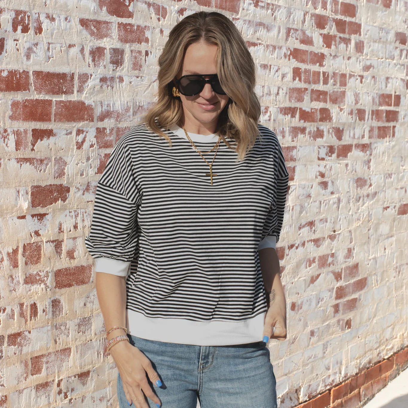 Serenity Striped Top - BLACK - Image 2
