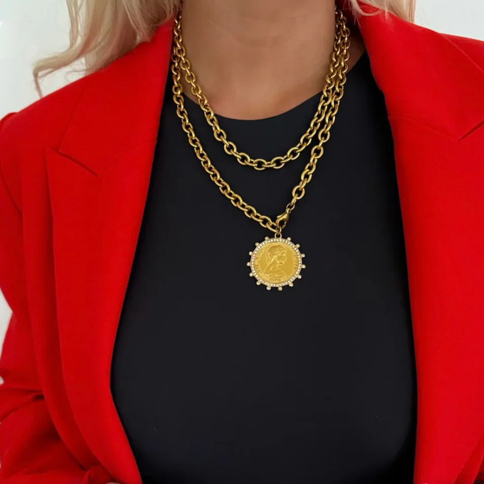 XL Gold Coin Necklace - Image 2